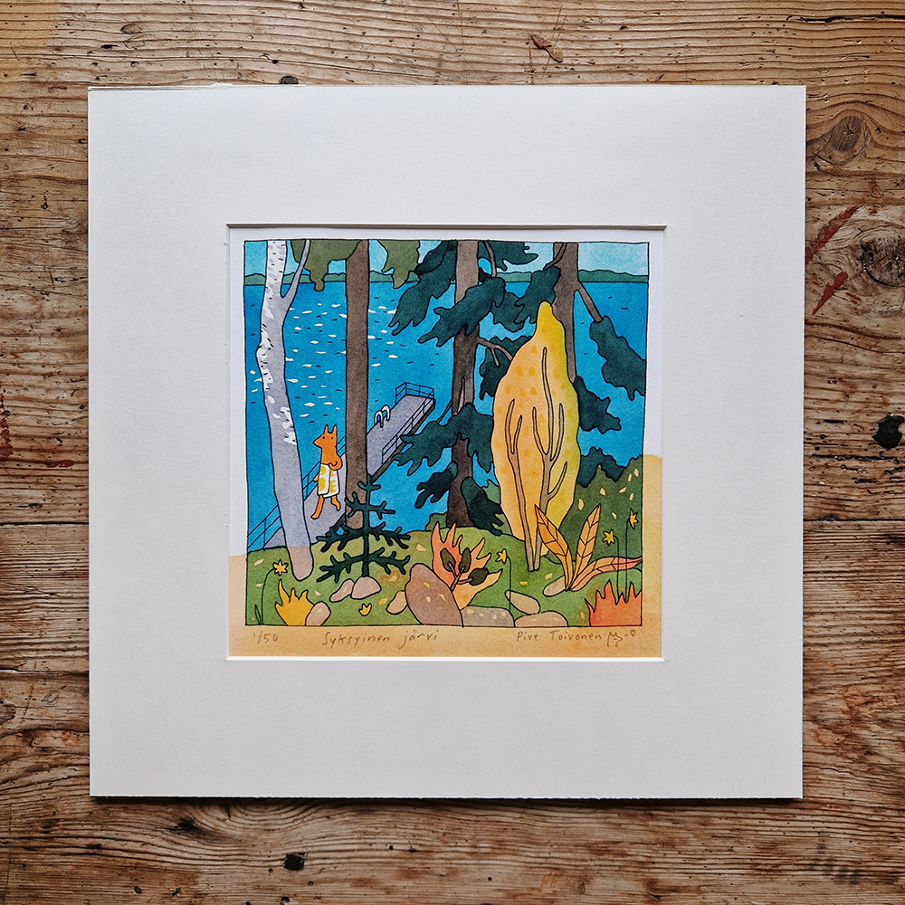 Syksyinen järvi in matt Syksyinen järvi in matt