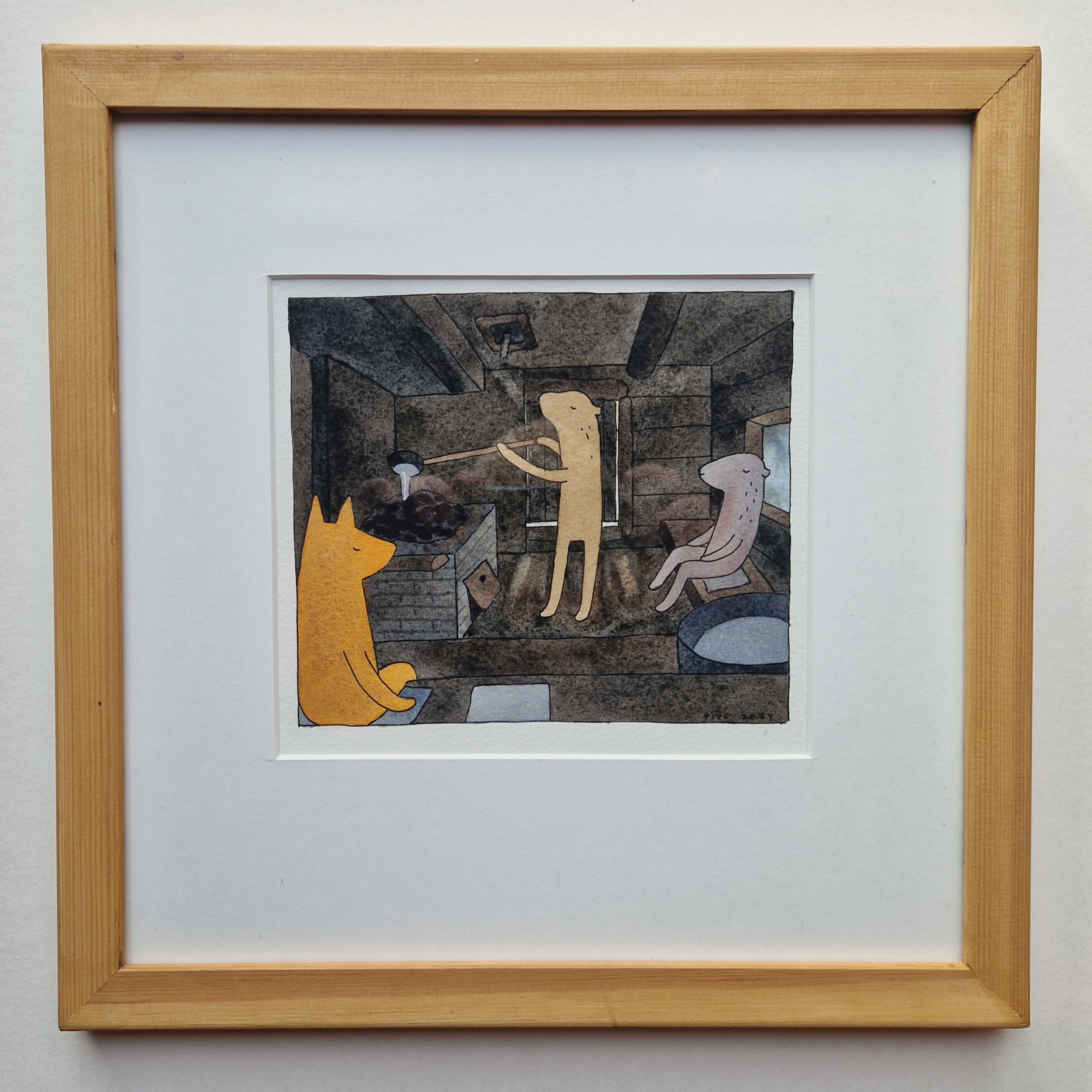 Savusaunan valo in wooden frame